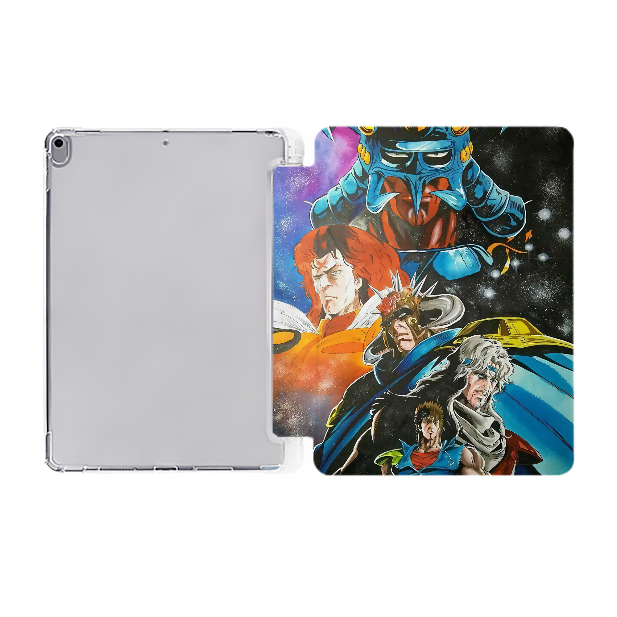 （画像用） 北斗の拳 Fist of the North Star IPad ケース ペン収納付き 三つ折りスタンド PUレザー×シリコン 対応機種9.5/10.5/10.9インチ